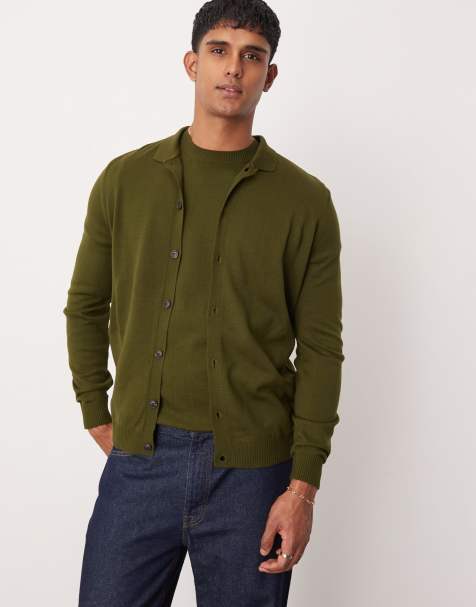 ASOS DESIGN - Polo d'ensemble boutonné en maille - Kaki - view 1