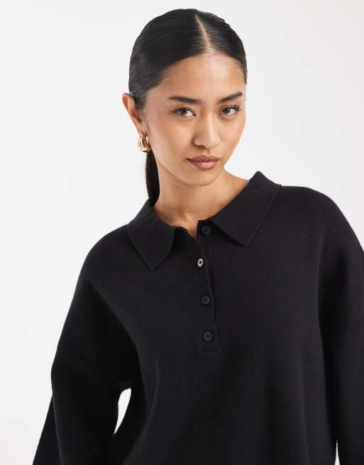 ASOS DESIGN - Polo d'ensemble coupe carrée en maille - Noir, 4 de 4