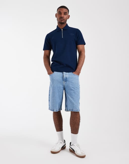 ASOS DESIGN - Polo d'ensemble coupe classique en tissu gaufré épais - Bleu marine, 3 de 5