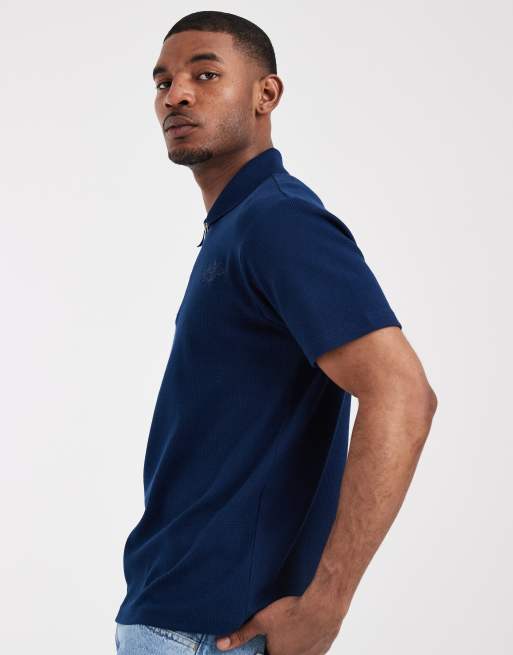 ASOS DESIGN - Polo d'ensemble coupe classique en tissu gaufré épais - Bleu marine, 4 de 5