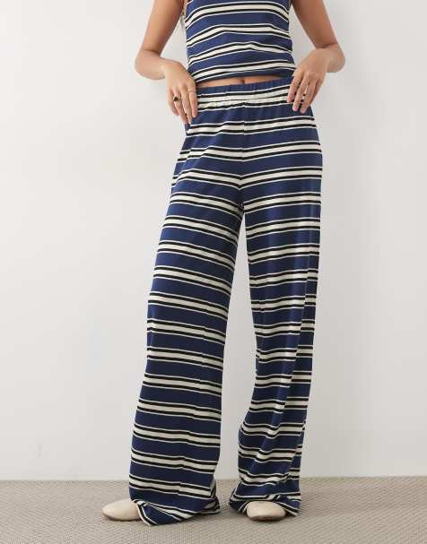 ASOS DESIGN - Polo d'ensemble dos nu à rayures - Bleu marine et crème - view 1