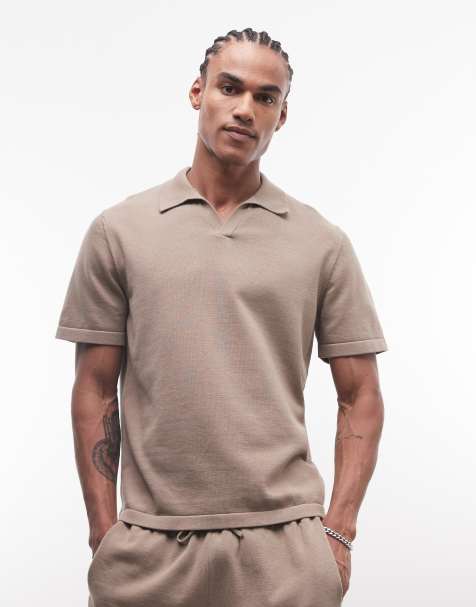 ASOS DESIGN - Polo d'ensemble en maille à col cranté - Taupe - view 1