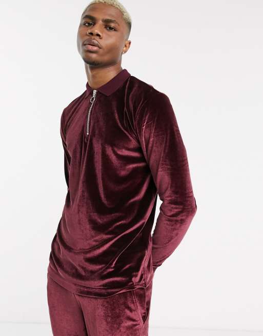 ASOS DESIGN - Ensemble en velours - Bordeaux, 2 de 3