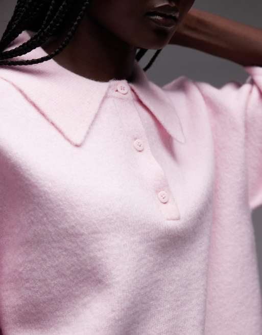 ASOS DESIGN - Polo duveteux coupe épurée - Rose, 2 de 4