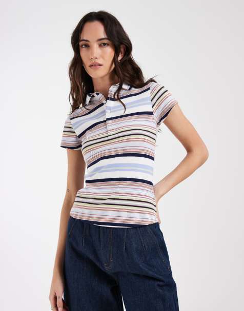ASOS DESIGN - Polo effet rétréci à rayures - Bleu - view 1