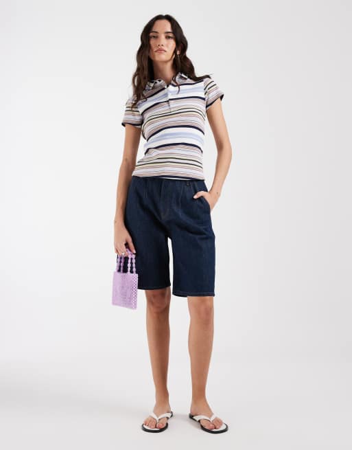 ASOS DESIGN - Polo effet rétréci à rayures - Bleu, 2 de 4