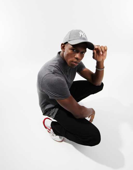 ASOS DESIGN - Polo en jersey de coton - Anthracite chiné - GREY