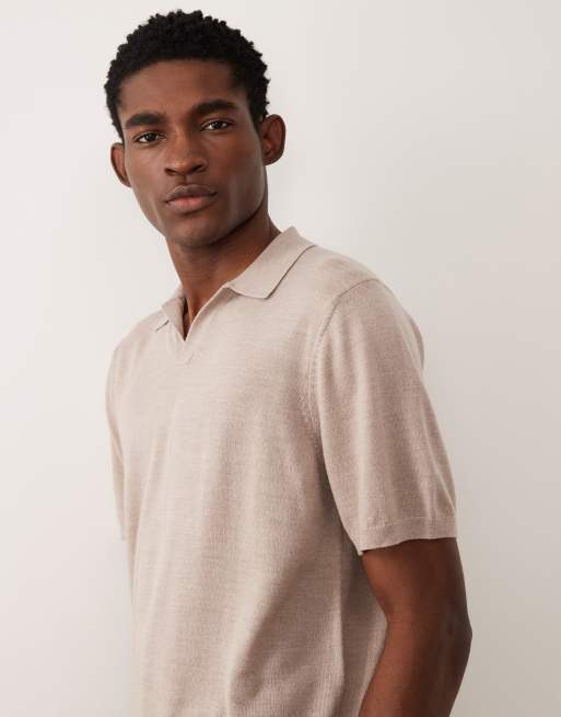 ASOS DESIGN - Polo en laine mérinos avec col cranté - Taupe, 4 de 5