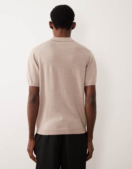 ASOS DESIGN - Polo en laine mérinos avec col cranté - Taupe, 5 de 5
