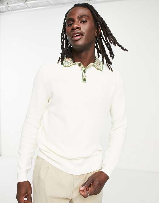 ASOS DESIGN - Polo en maille avec col brodé