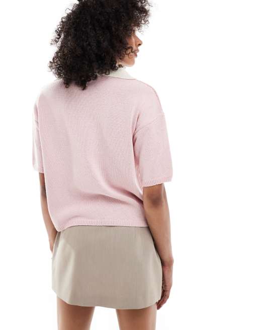 ASOS DESIGN - Polo en maille compacte - Rose, 4 de 4