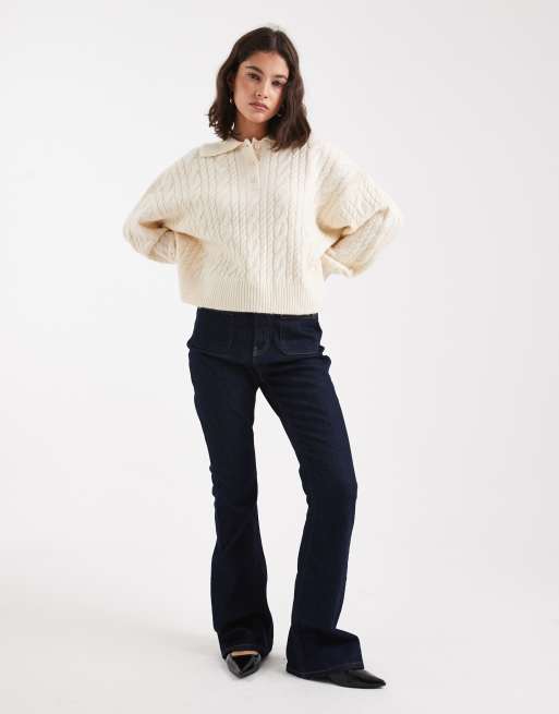 ASOS DESIGN - Polo en maille torsadée - Crème, 2 de 4