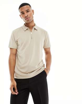 ASOS DESIGN polo in scuba with zip - ASOS Price Checker