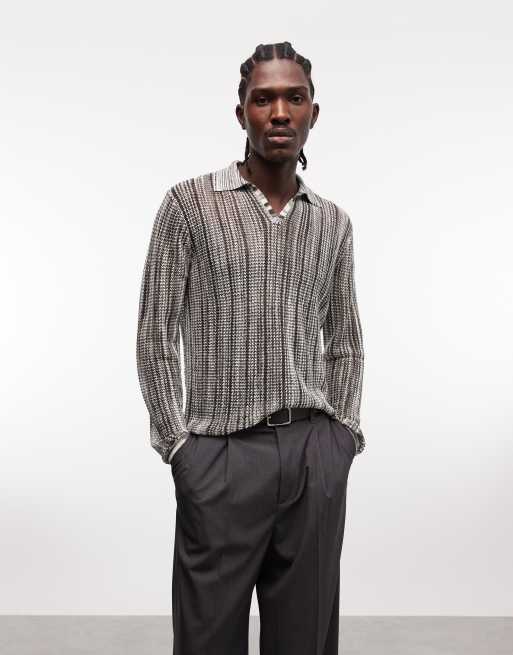 ASOS DESIGN - Polo en tulle à manches longues avec col à encoche - Multicolore