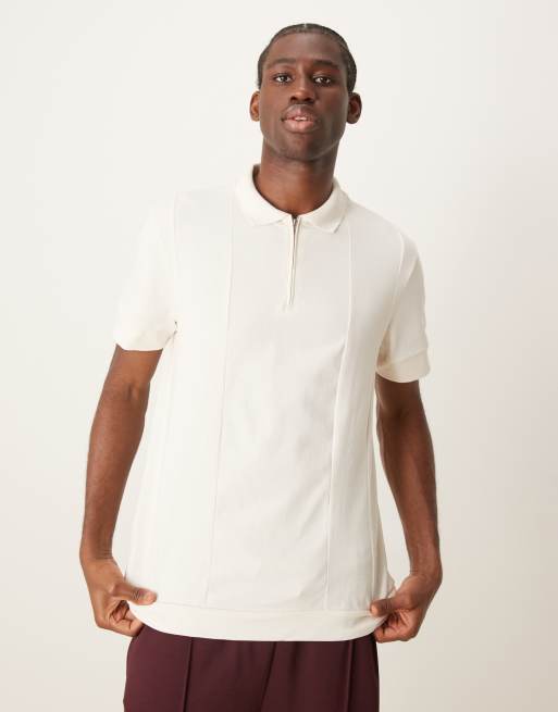 ASOS DESIGN - Polo épais à col zippé - Crème