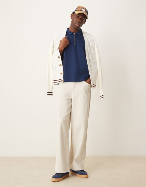 ASOS DESIGN - Polo épais coupe carrée oversize avec manches retroussées - Bleu marine, 4 de 4