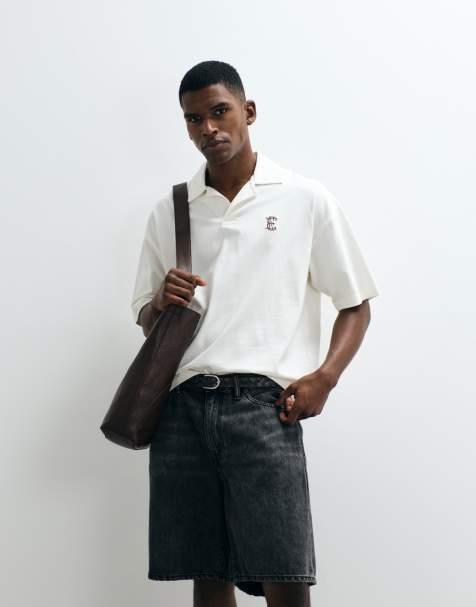 ASOS DESIGN - Polo épais oversize coupe carrée avec broderie sur la poitrine - Crème - view 1