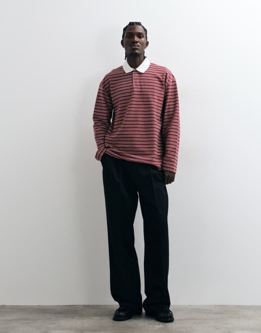 ASOS DESIGN - polo extragrande de tejido grueso a rayas rojas, 4 de 5