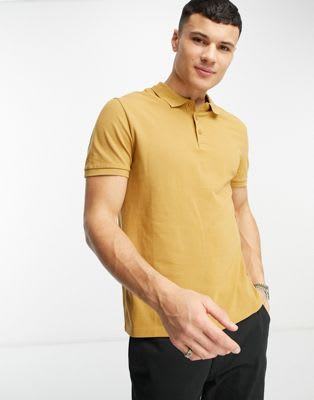 ASOS Design Smart Pique Polo Shirt in yellow - ASOS Price Checker