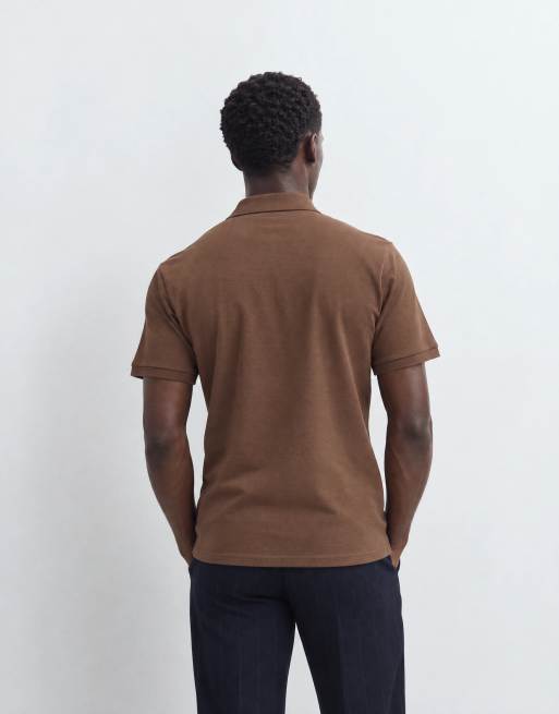 ASOS DESIGN polo in brown pique, 10 of 10