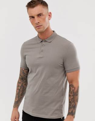 ASOS DESIGN polo in jersey in beige