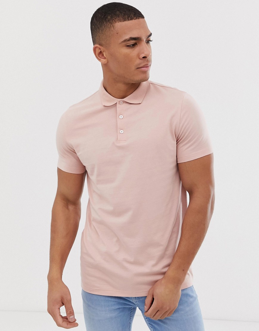 ASOS DESIGN - Polo in jersey rosa