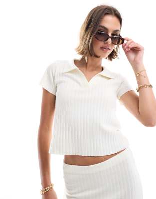 FhyzicsShops DESIGN - Polo in maglia bianca a coste