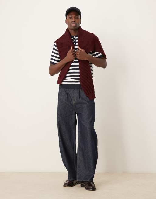 ASOS DESIGN - Polo in maglia con motivo a righe color blu navy e bianco, 2 di 4