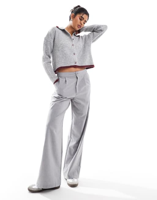 ASOS DESIGN - Polo in maglia grigia con bottoni e profili a contrasto, 4 di 4