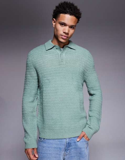 ASOS DESIGN - Polo in maglia testurizzata verde salvia - view 1