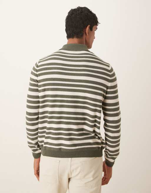 ASOS DESIGN - Polo in maglia vestibilità comoda a righe color verde e bianco, 3 di 5