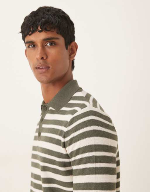 ASOS DESIGN - Polo in maglia vestibilità comoda a righe color verde e bianco, 4 di 5