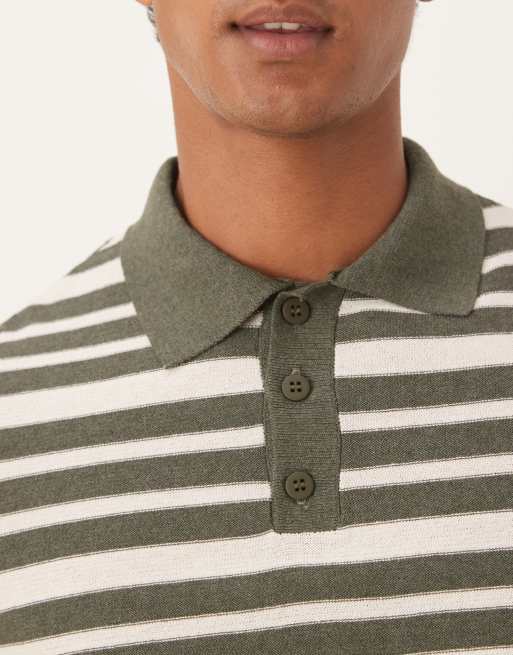 ASOS DESIGN - Polo in maglia vestibilità comoda a righe color verde e bianco, 5 di 5