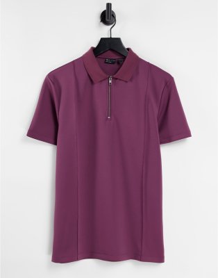 ASOS DESIGN - Polo in tessuto scuba viola 