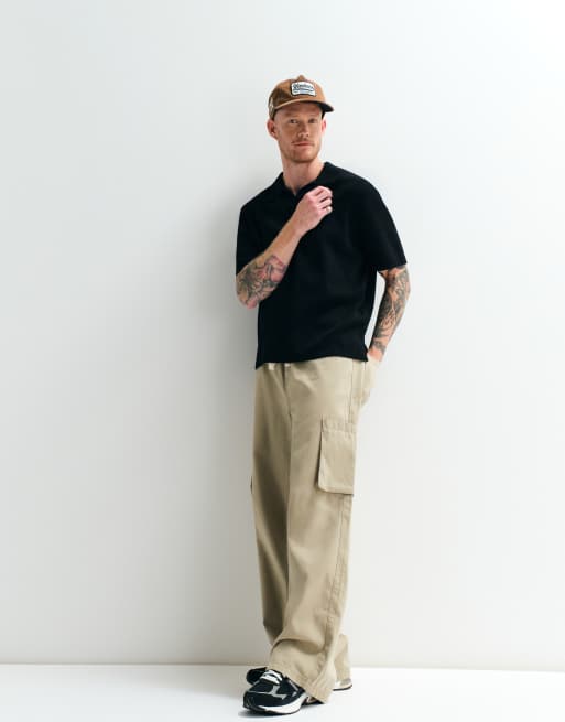 ASOS DESIGN polo lavorato a maglia adattivo nero, 4 di 10