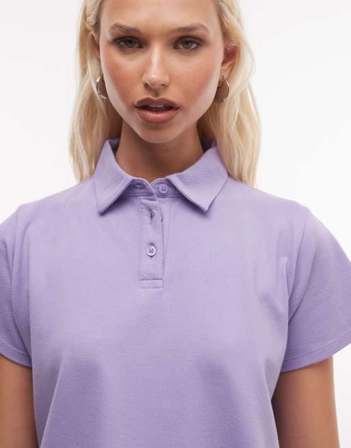 ASOS DESIGN - Polo lila de manga corta con bajo de corte trapecio, 3 de 4
