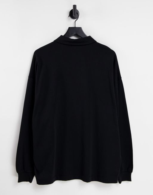 ASOS DESIGN - Polo manches longues oversize - Noir, 4 de 4