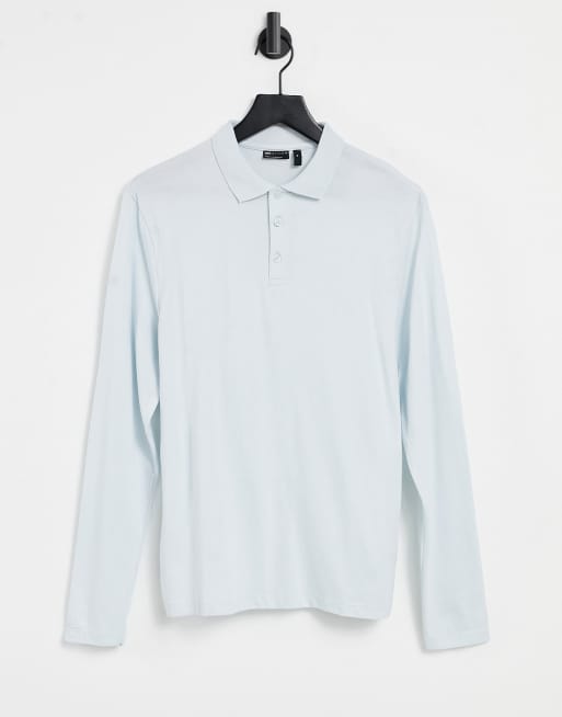 ASOS DESIGN - Polo met lange mouwen in blauw - MBLUE