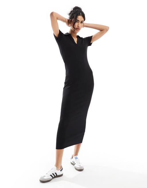 ASOS DESIGN polo midi dress in black