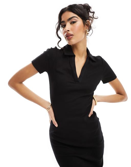 knee length dresses for ladies USPA Women's Stripe Relaxed Polo Dress Navy Iris Xs