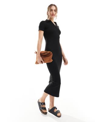 ASOS DESIGN polo midi dress in black