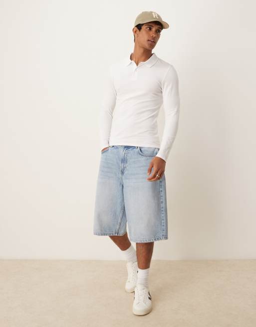 ASOS DESIGN - Polo moulant basique en piqué à manches longues - Blanc, 2 de 4