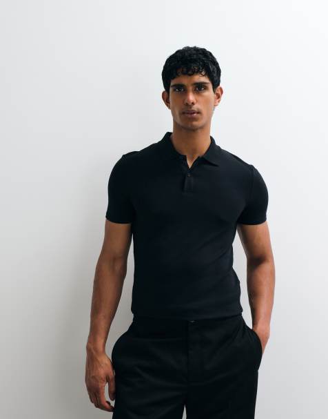 ASOS DESIGN - Polo moulant basique en piqué - Noir - view 1