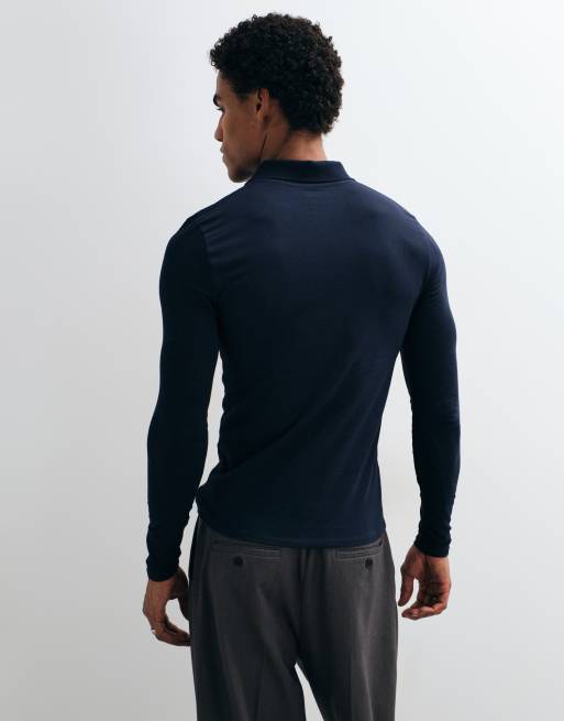 ASOS DESIGN polo moulant en marine, 5 de 9