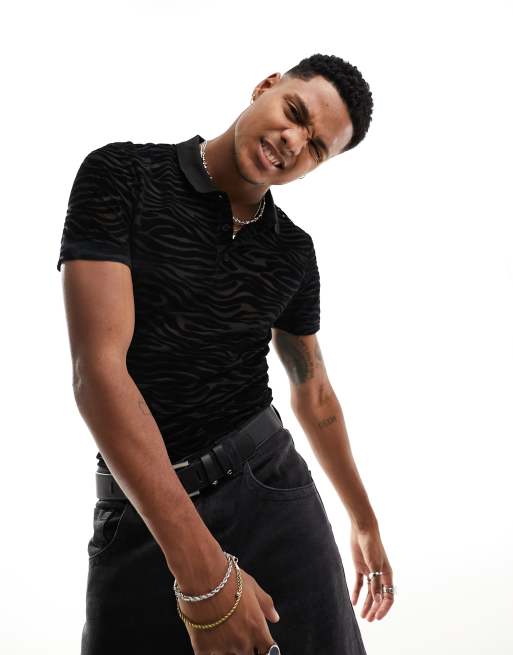 ASOS DESIGN - Polo moulant en tulle à zébrures