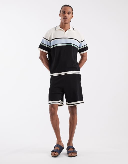 ASOS DESIGN - Polo multicolor holgado con cuello de muesca y detalle de rayas de punto (parte de un conjunto), 2 de 5