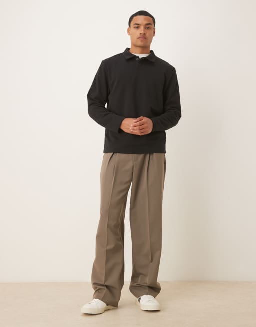ASOS DESIGN - Polo nera vestibilità standard in coordinato, 2 di 5