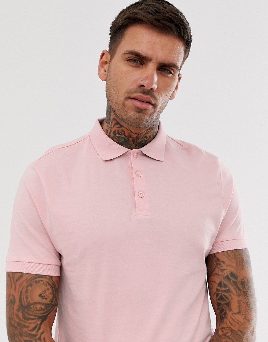 ASOS DESIGN - Polo organica in jersey rosa