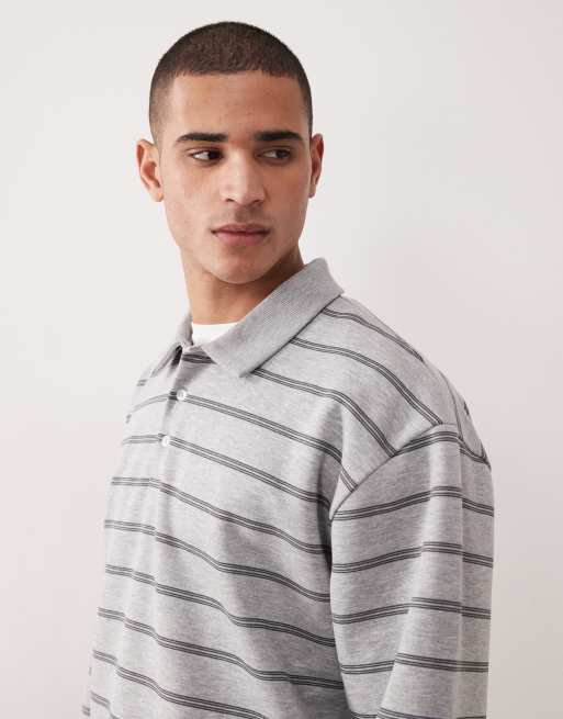 ASOS DESIGN - Polo oversize à rayures - Gris chiné, 4 de 5