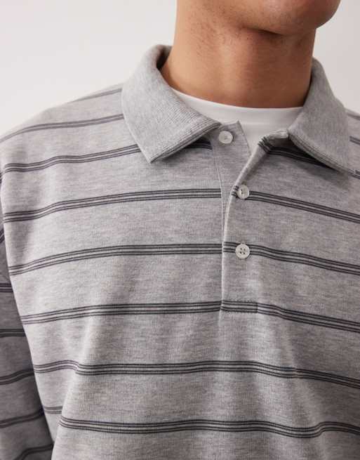 ASOS DESIGN - Polo oversize à rayures - Gris chiné, 5 de 5